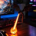 Fire variant lighting a gaming desk with keyboard and monitor