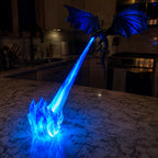 Ice variant glowing blue on a kitchen counter at night