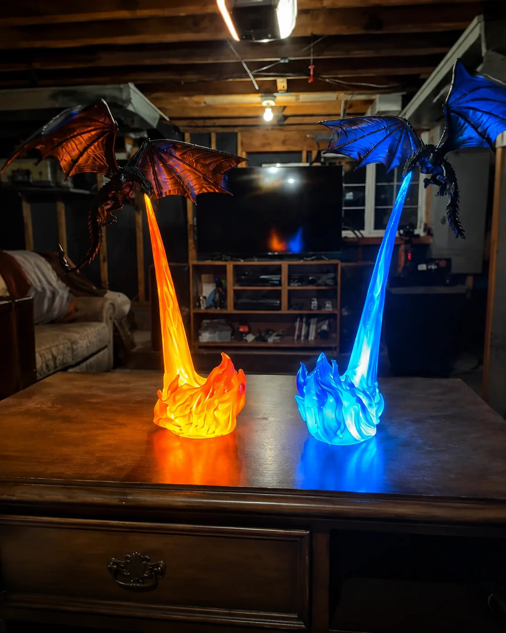 Dragon's Breath Flame Lamp — 3D Dragon Shelf Night Light Kamigami