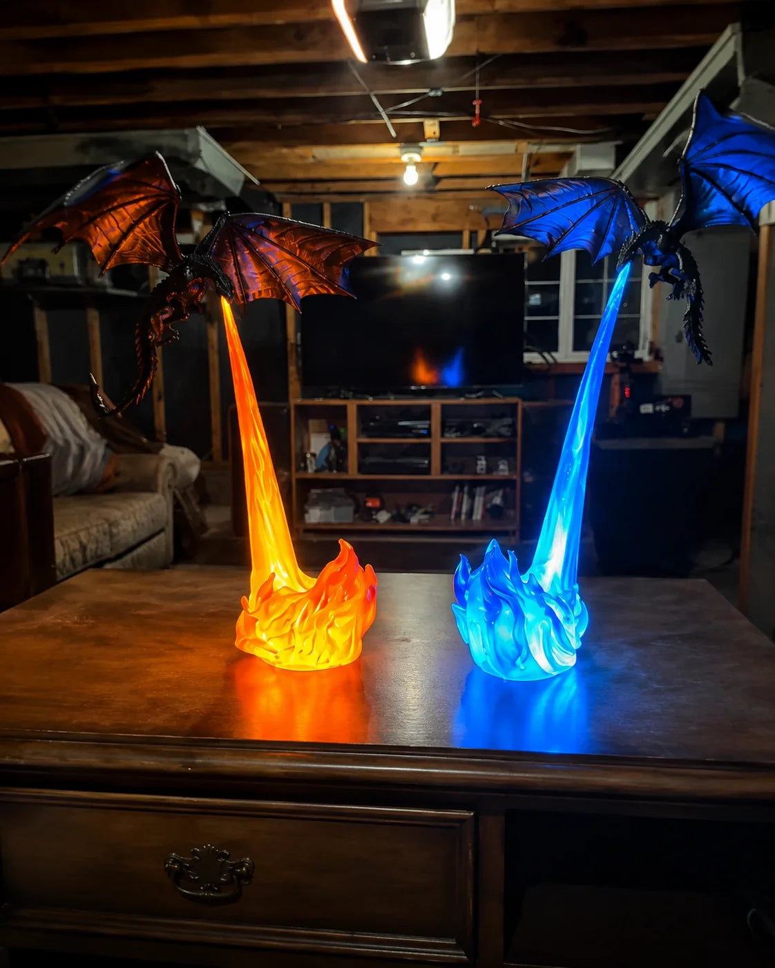 Dragon's Breath Flame Lamp — 3D Dragon Shelf Night Light Kamigami