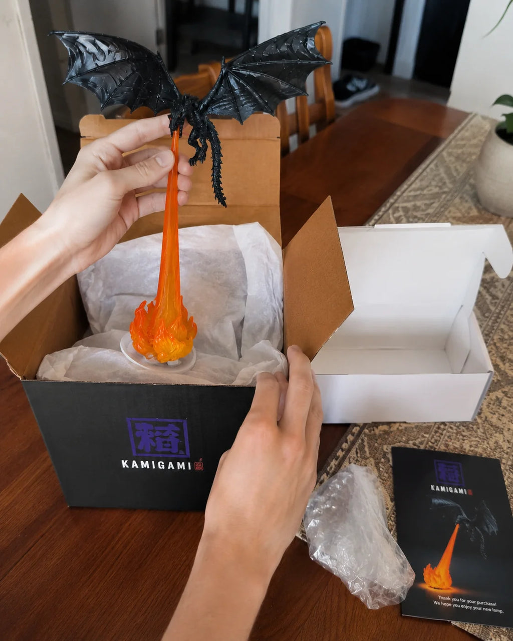 Dragon's Breath Flame Lamp — 3D Dragon Shelf Night Light Kamigami