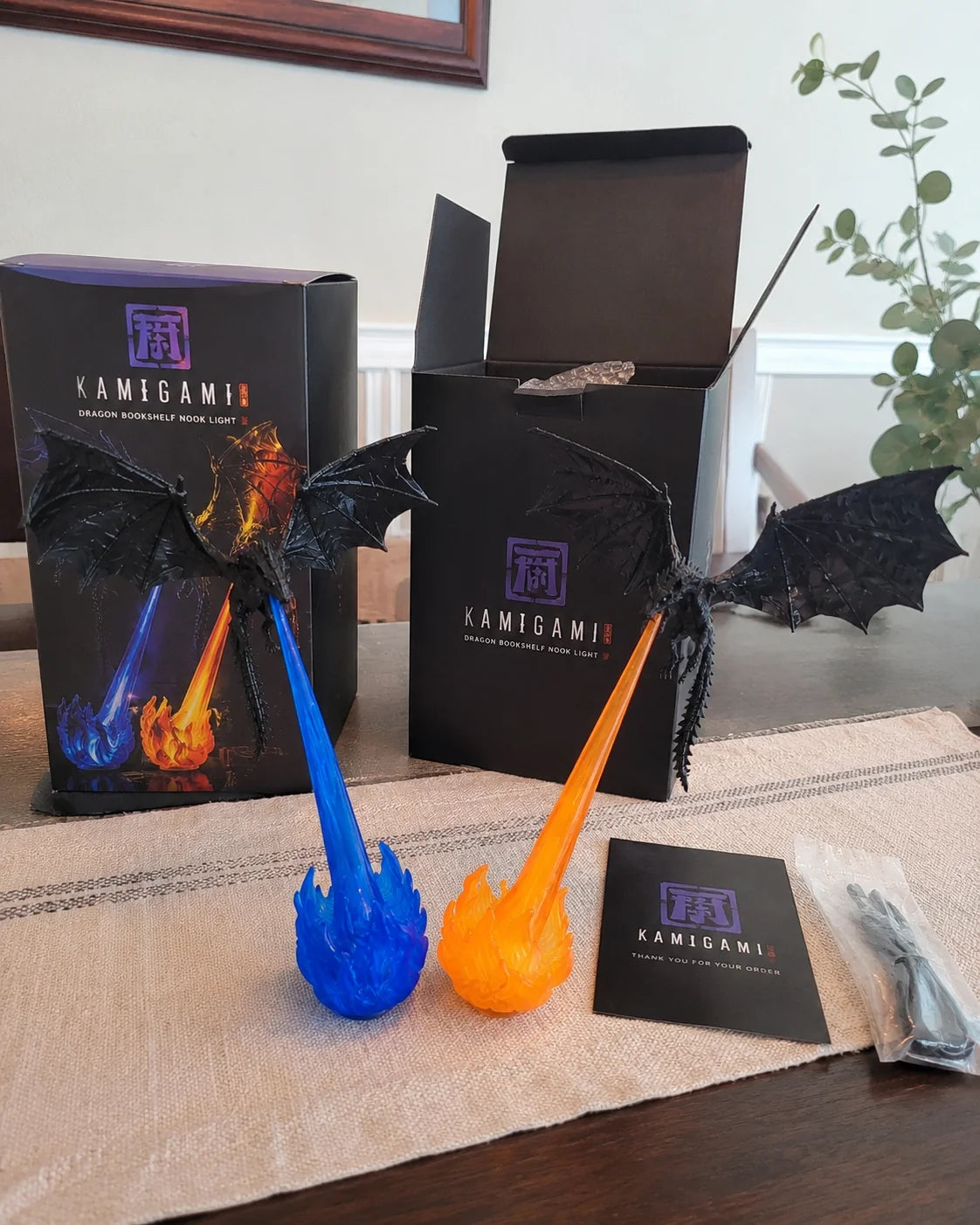 Dragon's Breath Flame Lamp — 3D Dragon Shelf Night Light Kamigami