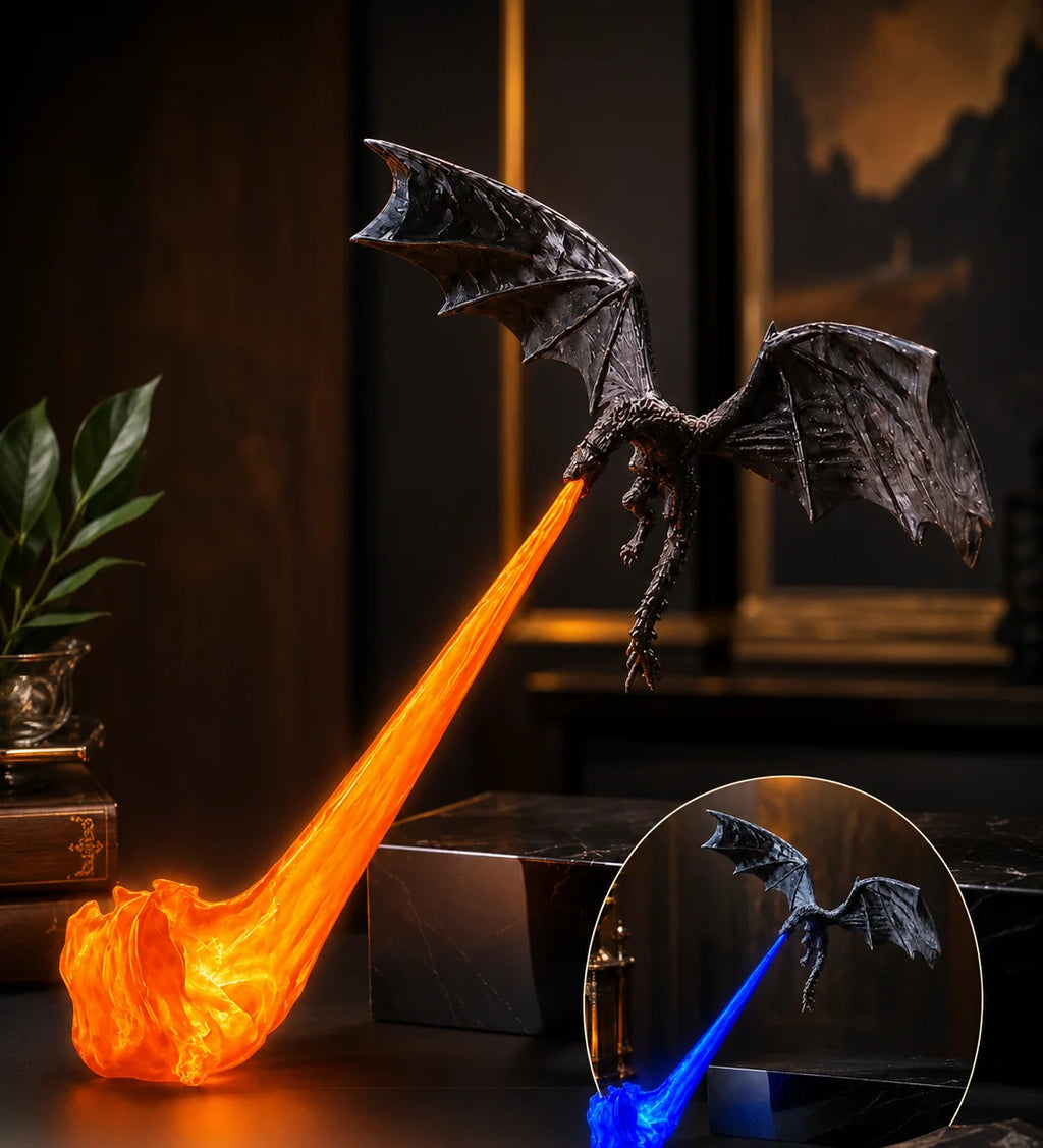 Dragon's Breath Flame Lamp — 3D Dragon Shelf Night Light Kamigami
