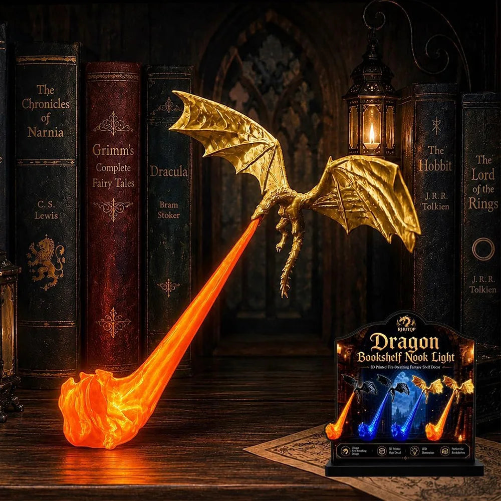 Dragon's Breath Flame Lamp — 3D Dragon Shelf Night Light Kamigami