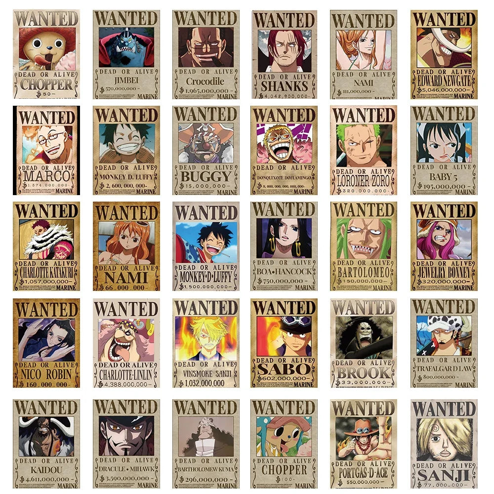 ONE PIECE Wanted Posters Stickers – 10/30/56 Pack Options - Close-Up | Kamigami – One Piece Collectibles