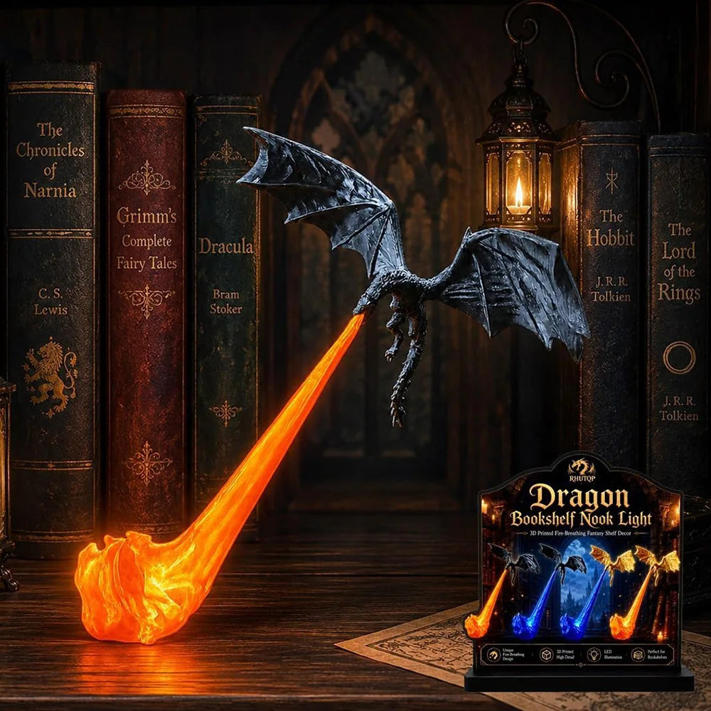 Dragon's Breath Flame Lamp — 3D Dragon Shelf Night Light Kamigami