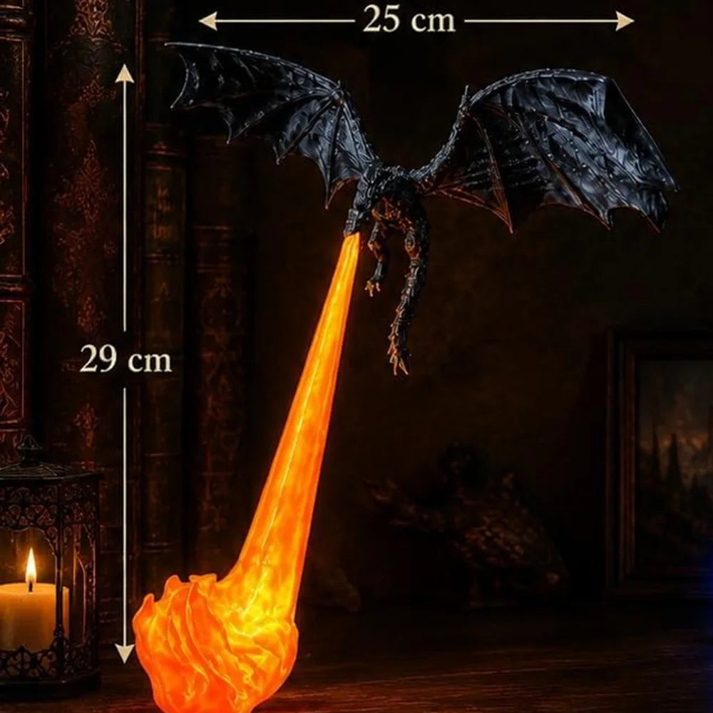 Dragon's Breath Flame Lamp — 3D Dragon Shelf Night Light Kamigami