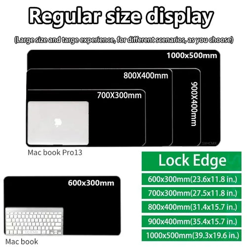Anime Black & White XL Mouse Pad – Extended Rubber Gaming Desk Mat - Detail View | Kamigami