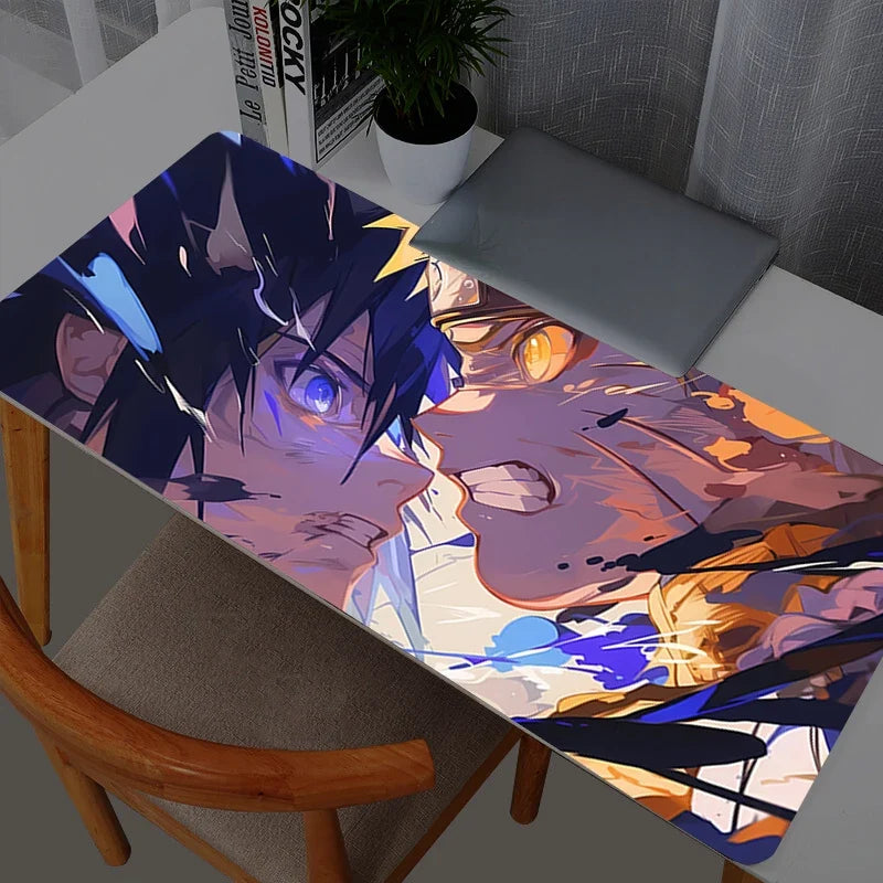 NARUTO Naruto vs Sasuke Anime Rubber Mouse Pad – Extended Gaming Desk Mat - Close-Up | Kamigami – Naruto Collectibles