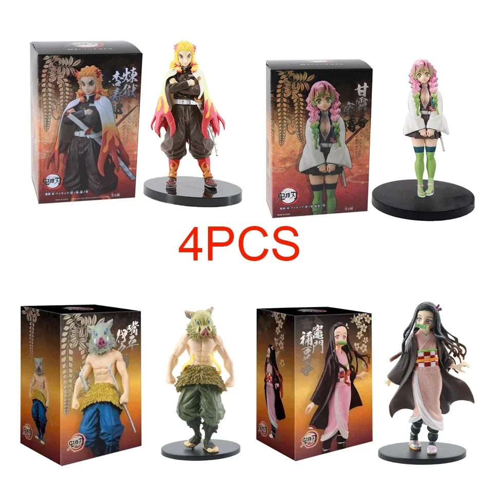 DEMON SLAYER Kamado Tanjirou & Nezuko 4PCS Figures – 's Set - Back View | Kamigami – Demon Slayer Collectibles