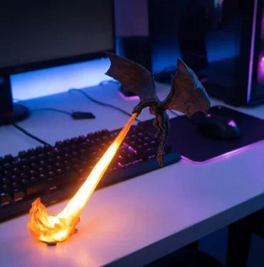Dragon's Breath Flame Lamp — 3D Dragon Shelf Night Light Kamigami