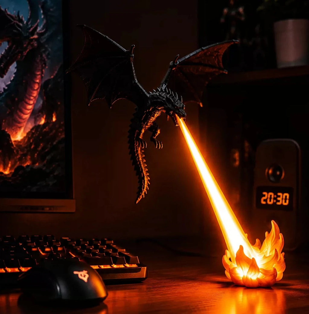 Dragon's Breath Flame Lamp — 3D Dragon Shelf Night Light Kamigami